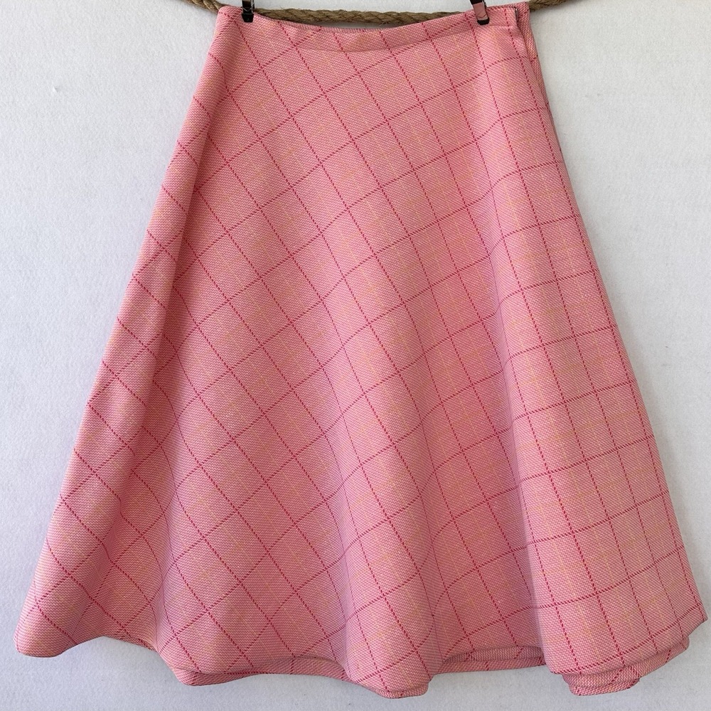 VTG Wrap A Round Skirt Pink Plaid Geek Secretary 60's Cosplay Size small